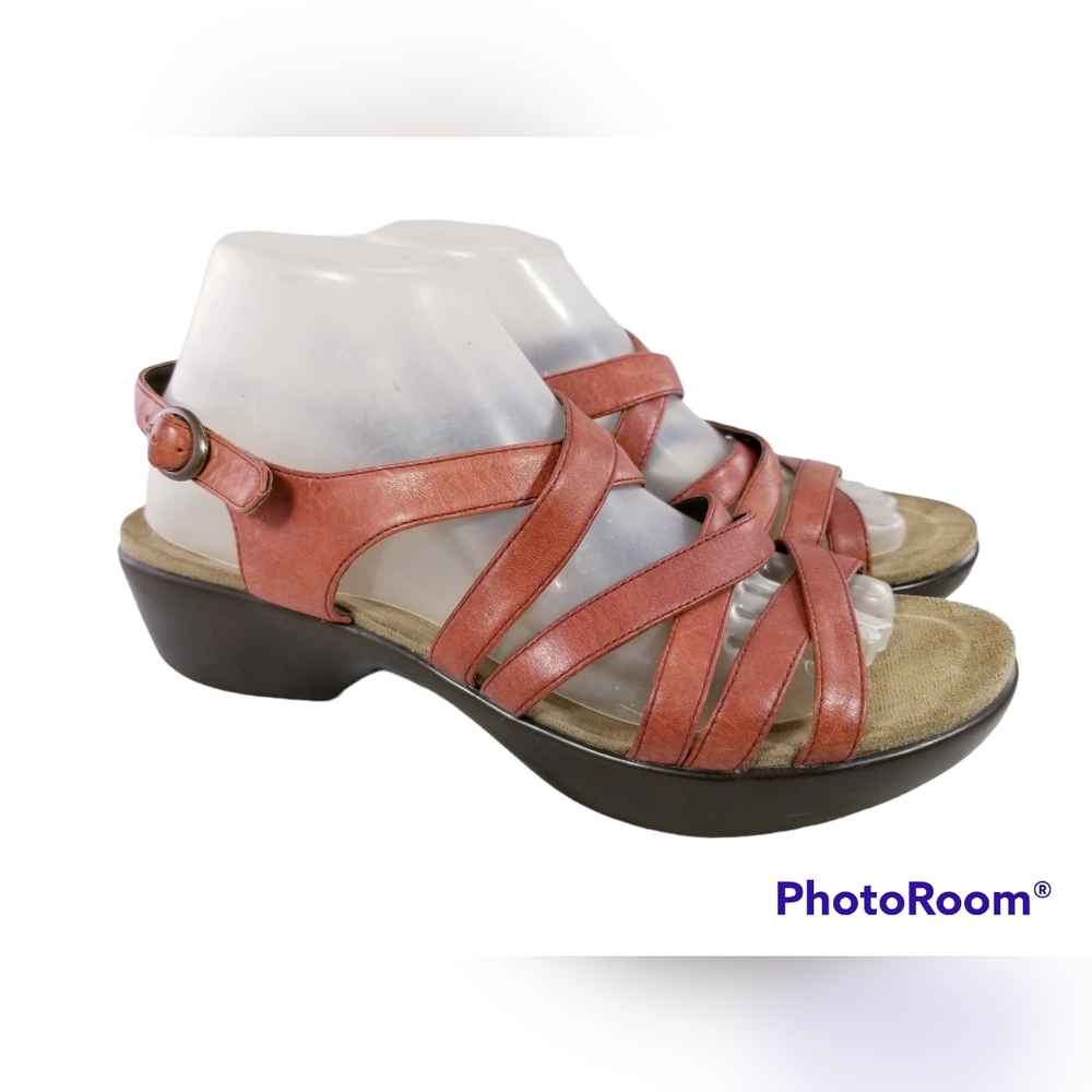 DANSKO MULTI STRAPS RED LEATHER WOMEN SANDALS BUCKLE SIZE 40/9.5 EUC